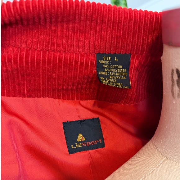 Liz Sport Vintage 80s Red Wide wale Corduroy Blazer Jacket Women Size L - Picture 6 of 9